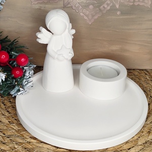 Ásványgyanta Angyalkás Mécsestartó Szett, Karácsony, Karácsonyi lakásdekoráció, Karácsonyi lakásdíszek, Gipszöntés, Kerámia, MESKA