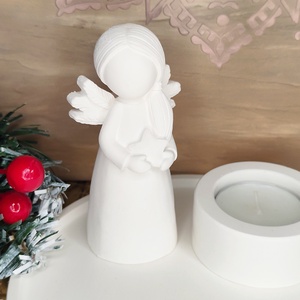 Ásványgyanta Angyalkás Mécsestartó Szett - karácsony - karácsonyi lakásdekoráció - karácsonyi lakásdíszek - Meska.hu