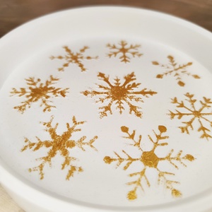 Arany hópelyhes tál - karácsony - karácsonyi lakásdekoráció - karácsonyi lakásdíszek - Meska.hu
