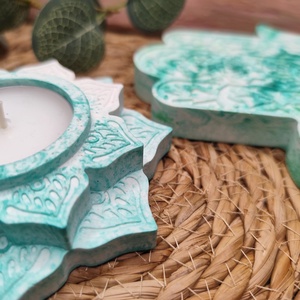 Dupla lótusz mécsestartó (zöldes) - otthon & életmód - gyertya, illat, aroma - mécses és mécsestartó - Meska.hu