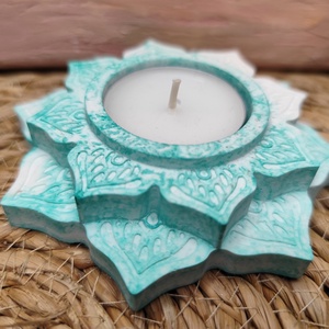 Dupla lótusz mécsestartó (zöldes) - otthon & életmód - gyertya, illat, aroma - mécses és mécsestartó - Meska.hu