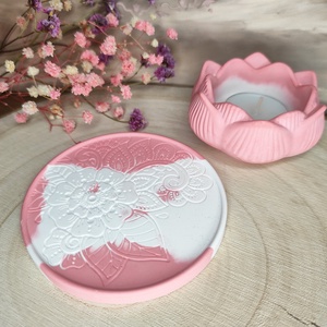 Lótusz gyertyatartó alátéttel, Otthon & Életmód, Gyertya, illat, aroma, Mécses és mécsestartó, Gipszöntés, MESKA