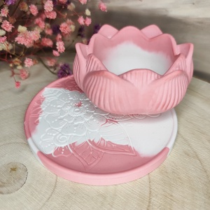 Lótusz gyertyatartó alátéttel - otthon & életmód - gyertya, illat, aroma - mécses és mécsestartó - Meska.hu