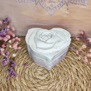 Rózsás szív tároló (pink-rose) - Meska.hu