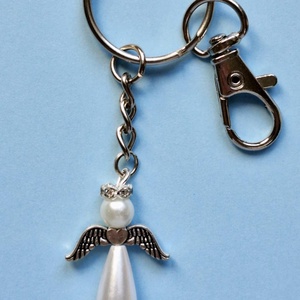 Angyalkás kulcstartó, Karácsony, Karácsonyi ajándékozás, Karácsonyi képeslap, üdvözlőlap, ajándékkísérő, Ékszerkészítés, MESKA