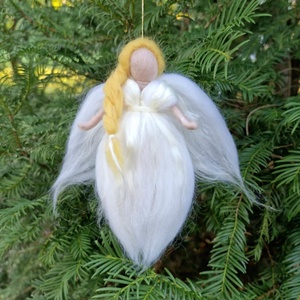 Gyapjú angyal  17cm. - karácsony - karácsonyi lakásdekoráció - karácsonyfadíszek - Meska.hu