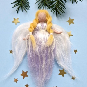 Gyapjú angyal  17cm. - karácsony - karácsonyi lakásdekoráció - karácsonyfadíszek - Meska.hu