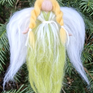 Gyapjú angyal  17cm., Karácsony, Karácsonyi lakásdekoráció, Karácsonyfadíszek, Baba-és bábkészítés, MESKA