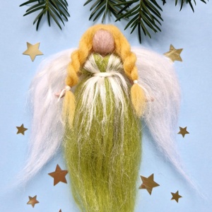 Gyapjú angyal  17cm. - karácsony - karácsonyi lakásdekoráció - karácsonyfadíszek - Meska.hu