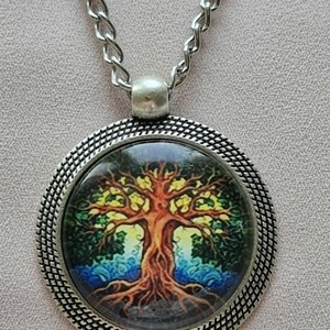 Üveglencsés nyaklánc életfa medállal - Meska.hu