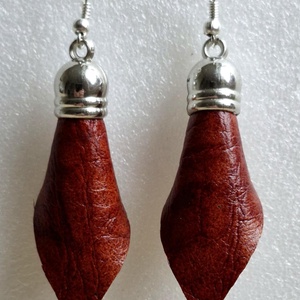 Lógós bőr fülbevaló, Ékszer, Fülbevaló, Lógó fülbevaló, Ékszerkészítés, MESKA