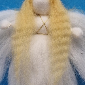 Gyapjú angyal 16cm, Karácsony, Karácsonyi lakásdekoráció, Karácsonyfadíszek, Baba-és bábkészítés, MESKA