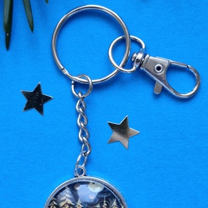 Karácsonyi üveglencsés kulcstartó - táska & tok - kulcstartó & táskadísz - kulcstartó - Meska.hu