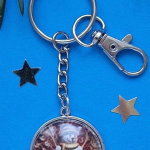 Karácsonyi üveglencsés kulcstartó - táska & tok - kulcstartó & táskadísz - kulcstartó - Meska.hu