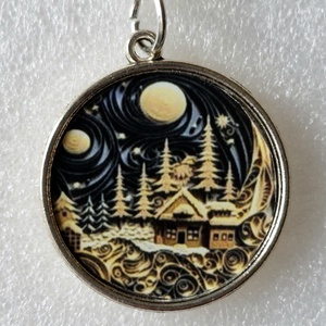 Karácsonyi üveglencsés kulcstartó, Táska & Tok, Kulcstartó & Táskadísz, Kulcstartó, Ékszerkészítés, MESKA