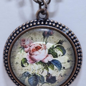 Üveglencsés nyaklánc vintage medállal - ékszer - nyaklánc - medálos nyaklánc - Meska.hu