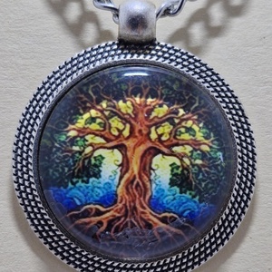 Üveglencsés nyaklánc életfa medállal - ékszer - nyaklánc - medálos nyaklánc - Meska.hu