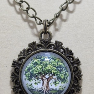 Üveglencsés nyaklánc életfa medállal - Meska.hu