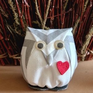 Textil bagolypár Valentin napra /7cm magas/ - otthon & életmód - dekoráció - dísztárgy - Meska.hu