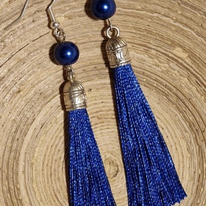 Királykék selyem bojt fülbevaló - Meska.hu