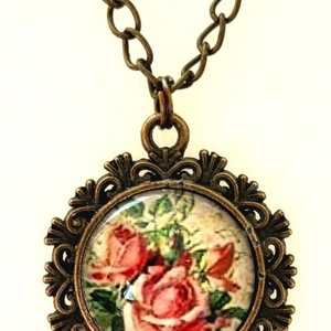 Üveglencsés nyaklánc vintage mintás medállal nőnapra, Ékszer, Nyaklánc, Medálos nyaklánc, Ékszerkészítés, MESKA