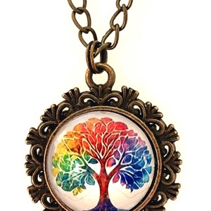 Üveglencsés nyaklánc életfa mintás medállal nőnapra - Meska.hu