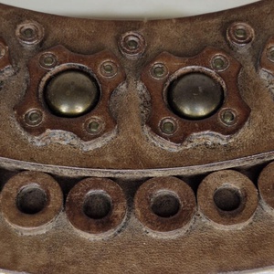 Vintage iparművészeti bőrdíszműves fali tükör (34 cm) � 1970-es évek - otthon & életmód - dekoráció - tükör - Meska.hu