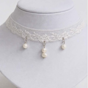 Egyedi vintage csipke choker valódi tenyésztett gyöngyökkel , Ékszer, Nyaklánc, Nyakpánt, gallér, Ékszerkészítés, MESKA
