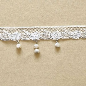 Egyedi vintage csipke choker valódi tenyésztett gyöngyökkel  - ékszer - nyaklánc - nyakpánt, gallér - Meska.hu