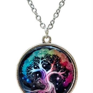 Életfa Misztikus Világ - Színpompás Üveglencsés Nyaklánc (25 mm), Ékszer, Nyaklánc, Medálos nyaklánc, Ékszerkészítés, MESKA