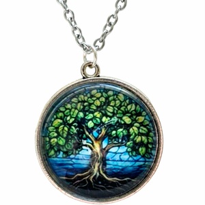 Misztikus életfa üveglencsés nyaklánc � Mélyzöld Harmónia (25 mm), Ékszer, Nyaklánc, Medálos nyaklánc, Ékszerkészítés, MESKA