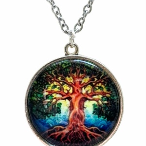Lángoló Életfa � Színpompás üveglencsés nyaklánc (25 mm), Ékszer, Nyaklánc, Medálos nyaklánc, Ékszerkészítés, MESKA