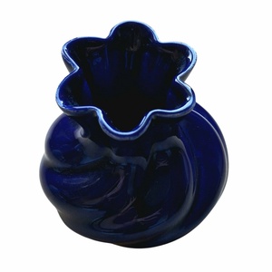 Vintage kobaltkék batyu váza � fodros szájú díszváza (9 cm), Otthon & Életmód, Virágdekoráció, Virágtartó, Váza, Festett tárgyak, MESKA