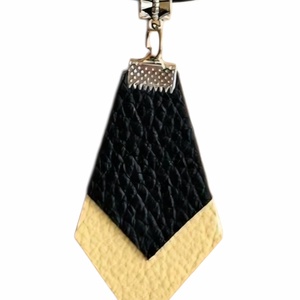 Modern bőr ékszerszett � fekete-bézs rombusz, kézműves design - ékszer - ékszerszett - Meska.hu