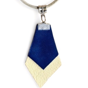 Modern bőr ékszerszett � kék-bézs rombusz, kézműves design - ékszer - ékszerszett - Meska.hu