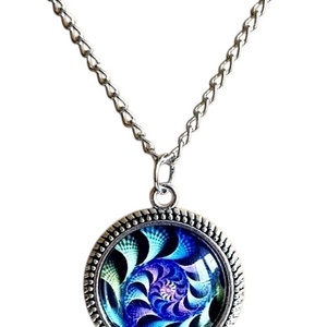 Fraktál mintás üveglencsés nyaklánc � Misztikus kék-lila - ékszer - nyaklánc - medálos nyaklánc - Meska.hu
