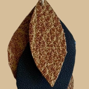 Valódi bőr levél fülbevaló � Éjfélkék - bronz-barna - ékszer - fülbevaló - lógó fülbevaló - Meska.hu