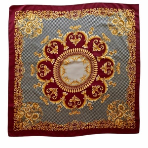 Nagy vintage barokk kendő � Olasz luxus stílusú, tyúklábmintás és arany díszítésű (88x88 cm) - ruha & divat - sál, sapka, kendő - kendő - Meska.hu