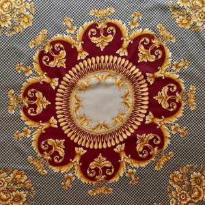 Nagy vintage barokk kendő � Olasz luxus stílusú, tyúklábmintás és arany díszítésű (88x88 cm) - ruha & divat - sál, sapka, kendő - kendő - Meska.hu