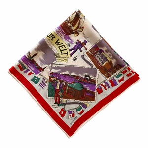 Vintage GI-PA Hamburg szuvenír kendő � Ritka retro illusztrált városi kendő (78x78 cm) - Meska.hu