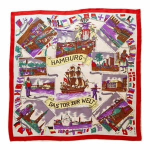 Vintage GI-PA Hamburg szuvenír kendő � Ritka retro illusztrált városi kendő (78x78 cm) - ruha & divat - sál, sapka, kendő - kendő - Meska.hu