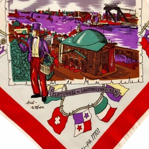 Vintage GI-PA Hamburg szuvenír kendő � Ritka retro illusztrált városi kendő (78x78 cm) - ruha & divat - sál, sapka, kendő - kendő - Meska.hu