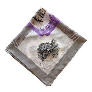 Romantikus vintage Velence (Venezia) kendő � Lila-szürke képeslap mintás szatén (76x76cm) - Meska.hu