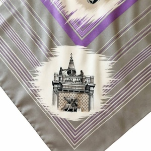 Romantikus vintage Velence (Venezia) kendő � Lila-szürke képeslap mintás szatén (76x76cm) - ruha & divat - sál, sapka, kendő - kendő - Meska.hu
