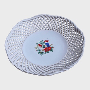 Vintage Vadvirágos Kínáló Tálka � Áttört Fonott Peremű Vintage Kerámia - Meska.hu