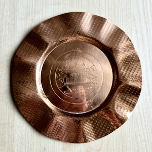 Retró Vörösréz Falitányér � Schwerin Városi Látkép Kastéllyal és Hattyúval (18 cm) - Meska.hu