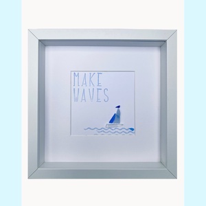 make waves // üvegmozaik kép keretben - balatoni vitorlás, Otthon & Lakás, Dekoráció, Kép & Falikép, Üvegkép, Üvegművészet, Újrahasznosított alapanyagból készült termékek, Meska