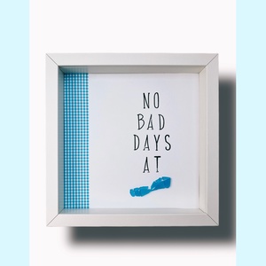 no bad days at balcsi! // üvegmozaik kép keretben - strandkorlátkék Balaton, Otthon & Lakás, Dekoráció, Kép & Falikép, Üvegkép, Üvegművészet, Újrahasznosított alapanyagból készült termékek, Meska