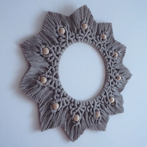 Makramé mandala kávé színben - otthon & életmód - dekoráció - fali és függő dekoráció - falra akasztható dekor - Meska.hu