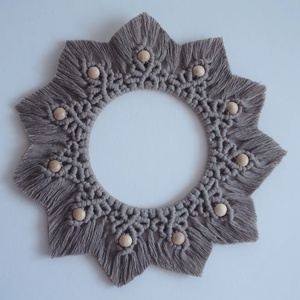 Makramé mandala kávé színben, Otthon & Életmód, Dekoráció, Fali és függő dekoráció, Falra akasztható dekor, Csomózás, MESKA